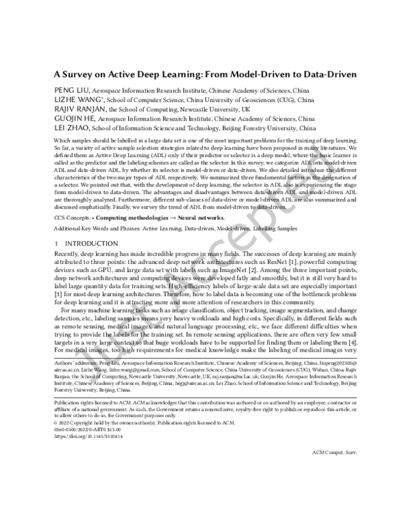 (PDF) A Survey on Active Deep Learning: From Model Driven to Data Driven