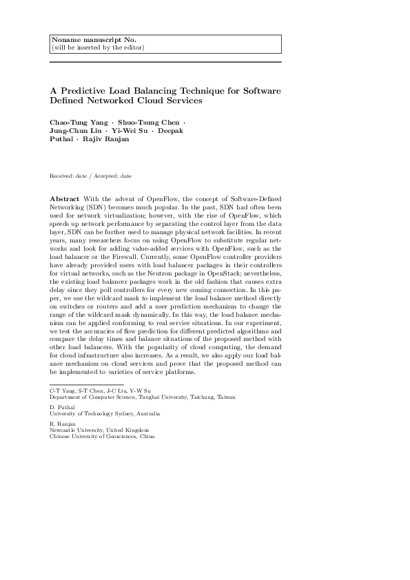 (PDF) A predictive load balancing technique for software defined ...