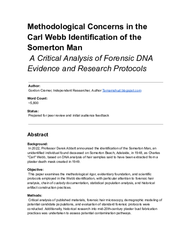 (PDF) Methodological Concerns in the Carl Webb Identification of the ...