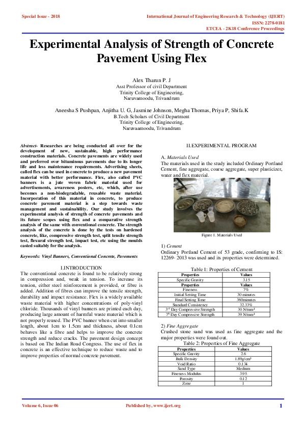 (PDF) Experimental Analysis of Strength of Concrete Pavement Using Flex