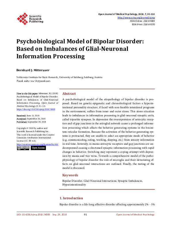 (PDF) Psychobiological Model of Bipolar Disorder: Based on Imbalances ...