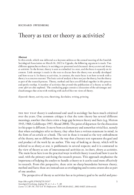 (PDF) Theory as text or theory as activities?