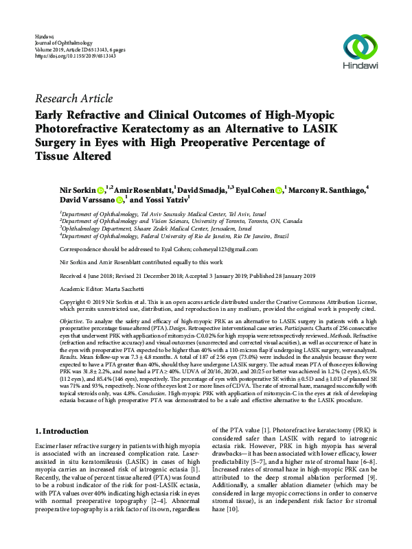 (PDF) Early Refractive and Clinical Outcomes of High-Myopic ...