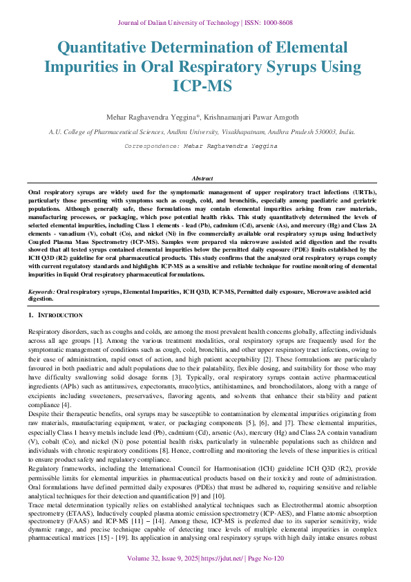 (PDF) Quantitative Determination of Elemental Impurities in Oral ...