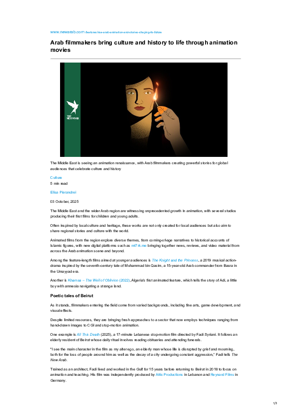 (PDF) Feature: The rise of Arab animation and the stories shaping its ...