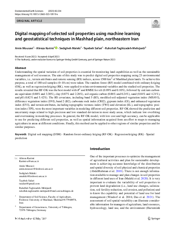 (PDF) Digital mapping of selected soil properties using machine ...