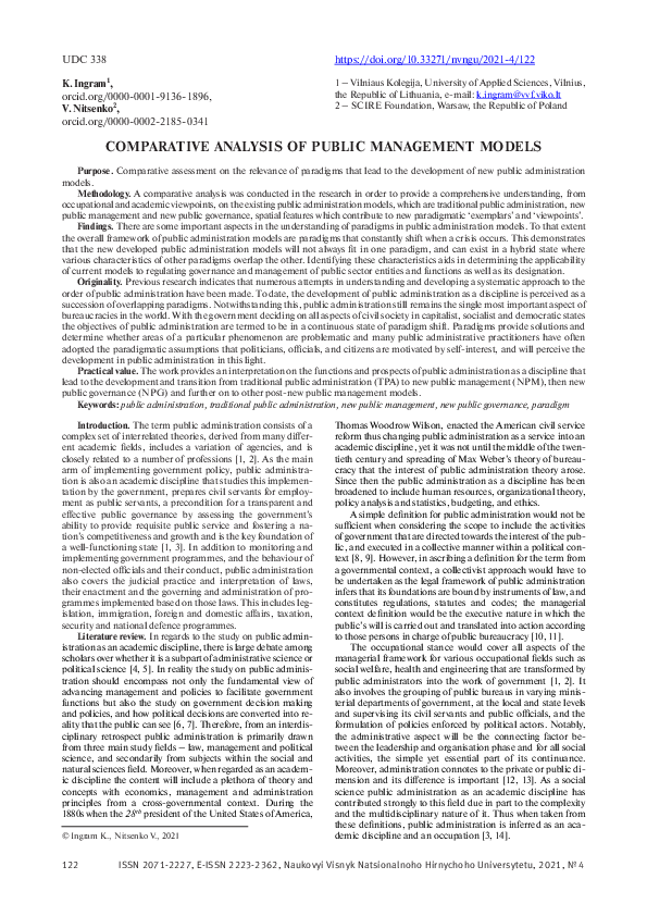(PDF) COMPARATIVE ANALYSIS OF PUBLIC MANAGEMENT MODELS
