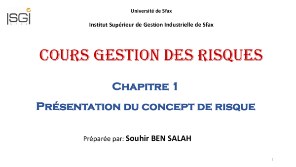 (PDF) Cours Gestion des risques