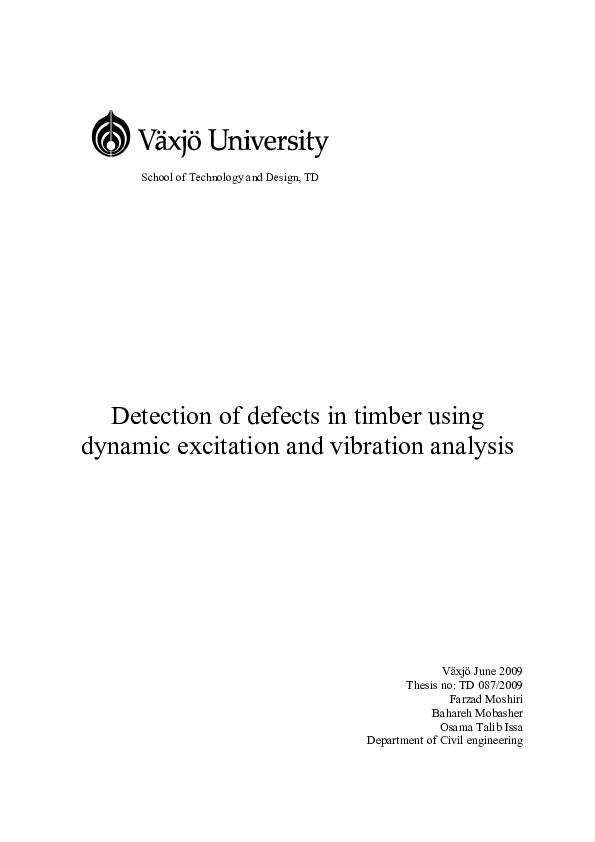 (PDF) Detection of defects in timber using dynamic excitation and ...
