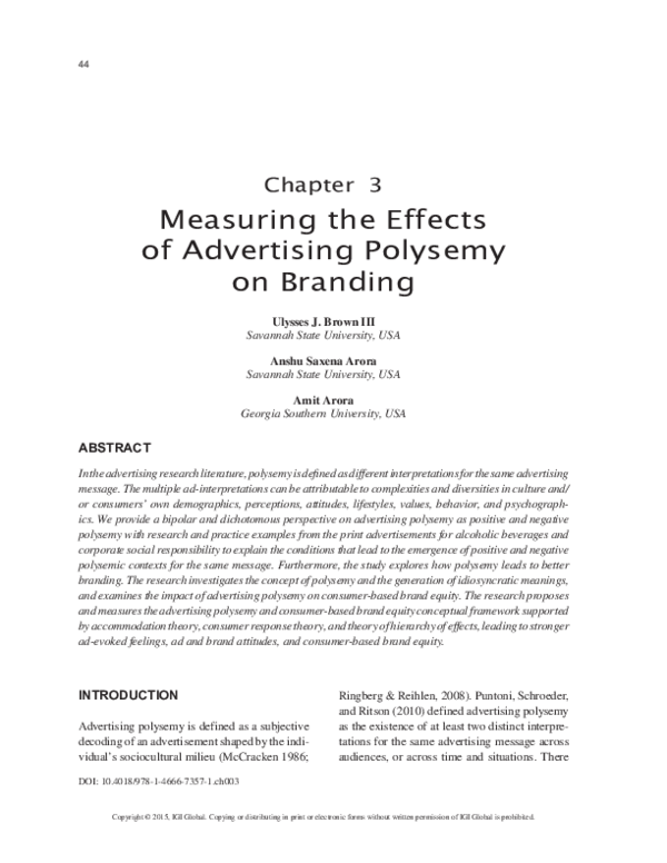 (PDF) Measuring the Effects of Advertising Polysemy on Branding