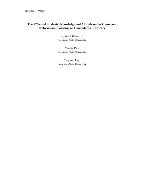 (PDF) OC09053 – MIS/IT The Effects of Students ’ Knowledge and Attitude ...