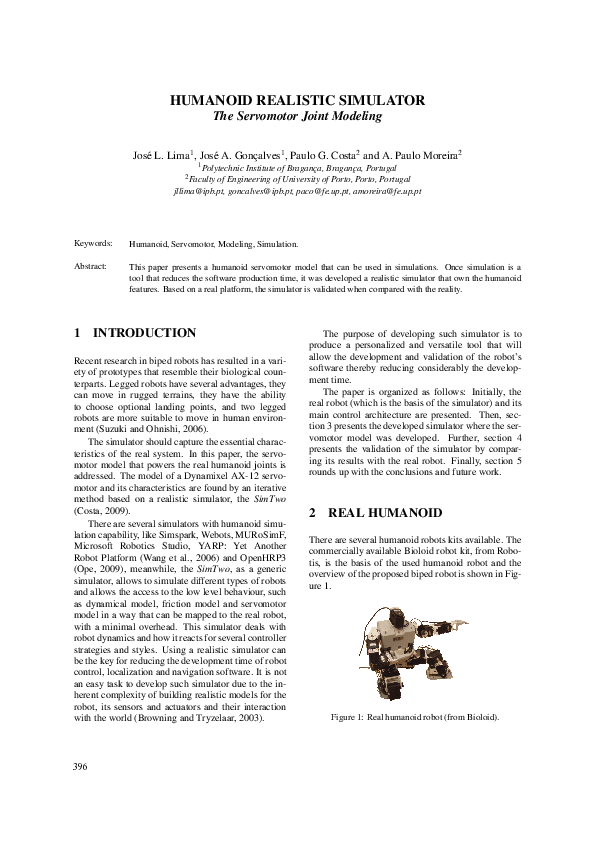 (PDF) HUMANOID REALISTIC SIMULATOR - The Servomotor Joint Modeling
