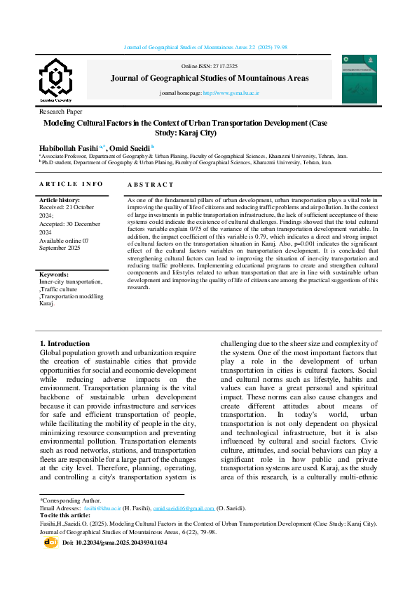 (PDF) Modeling Cultural Factors in the Context of Urban Transportation ...