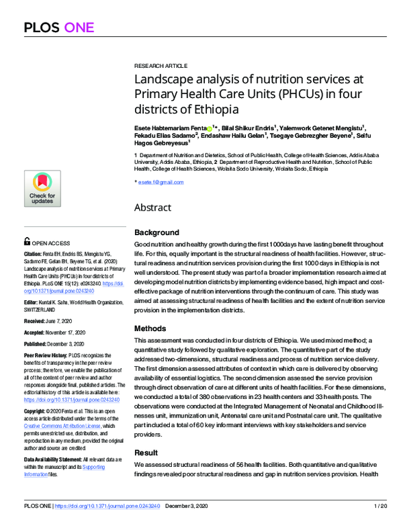 (PDF) Landscape analysis of nutrition services at Primary Health Care ...