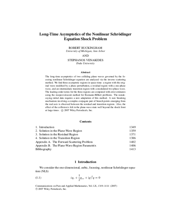 (PDF) Long-time asymptotics of the nonlinear Schrödinger equation shock ...