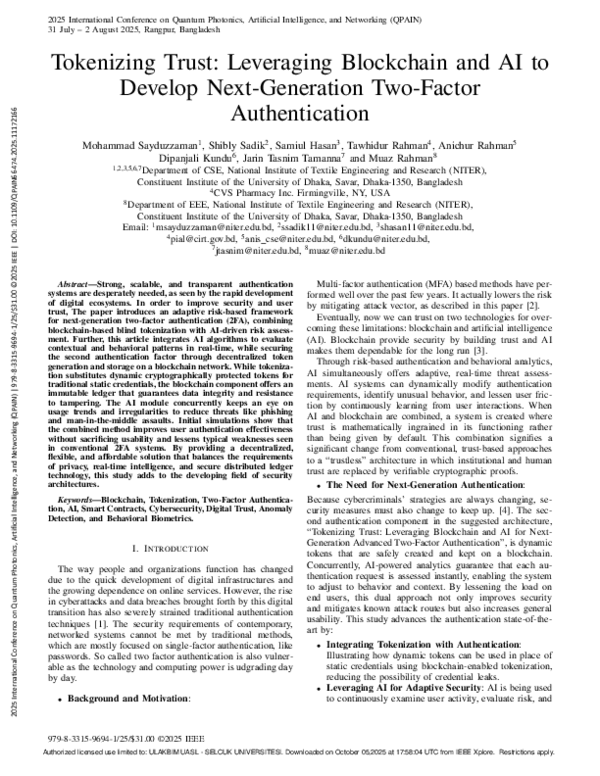 (PDF) Tokenizing Trust: Leveraging Blockchain and AI to Develop Next ...