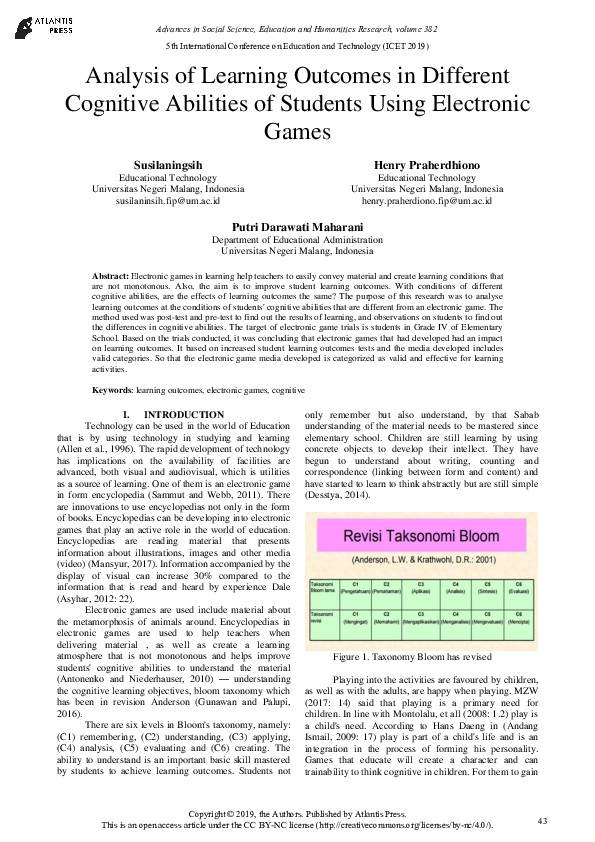 (PDF) Analysis of Learning Outcomes in Different Cognitive Abilities of ...