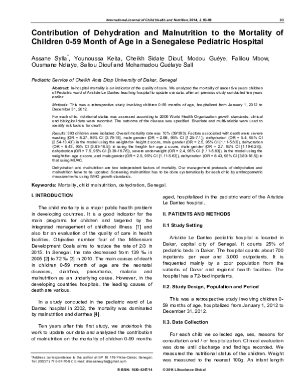 (PDF) Contribution of Dehydration and Malnutrition to the Mortality of ...