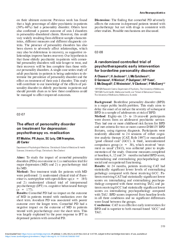 (PDF) 02-08 A randomized controlled trial of psychotherapeutic early ...