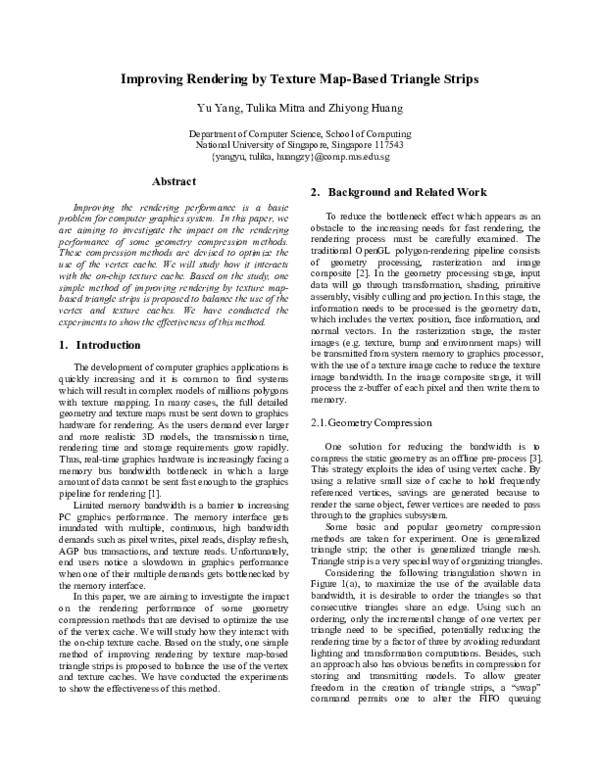 (PDF) Improving Rendering by Texture Map-Based Triangle Strips