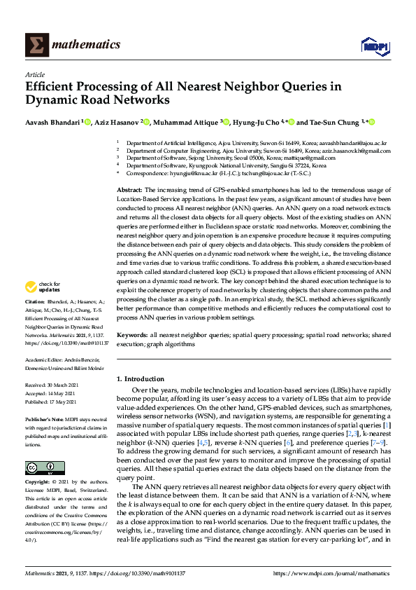 (PDF) Efficient Processing of All Nearest Neighbor Queries in Dynamic ...