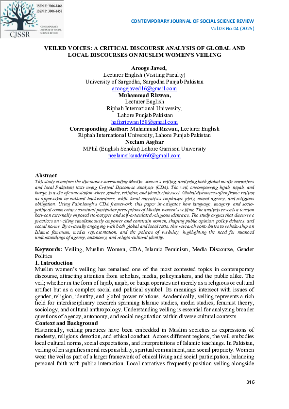 (PDF) VEILED VOICES: A CRITICAL DISCOURSE ANALYSIS OF GLOBAL AND LOCAL ...