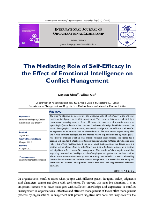 (PDF) The Mediating Role of Self-Efficacy in the Effect of Emotional ...