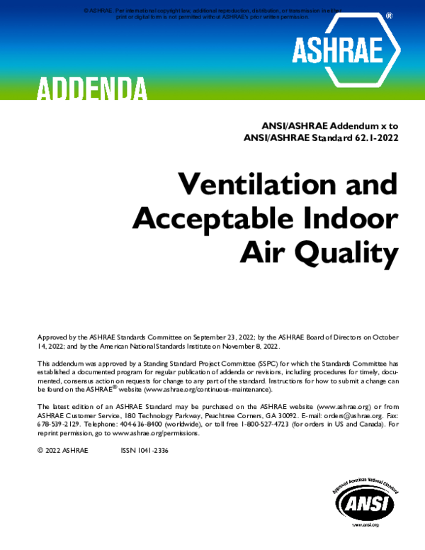 (PDF) Ventilation and Acceptable Indoor Air Quality (ASHRAE 62.1-2022)
