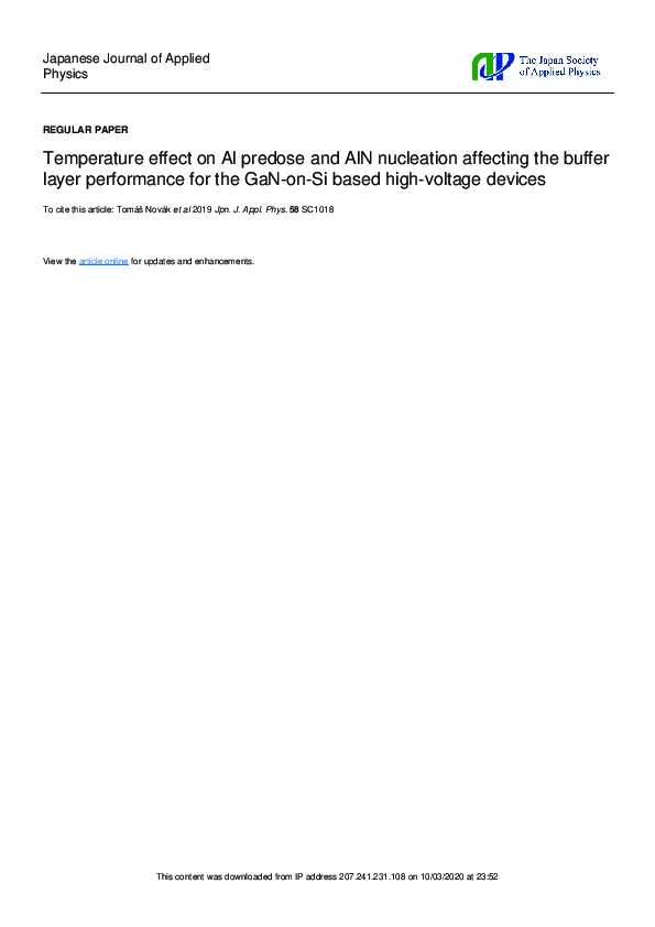 (PDF) Temperature effect on Al predose and AlN nucleation affecting the ...