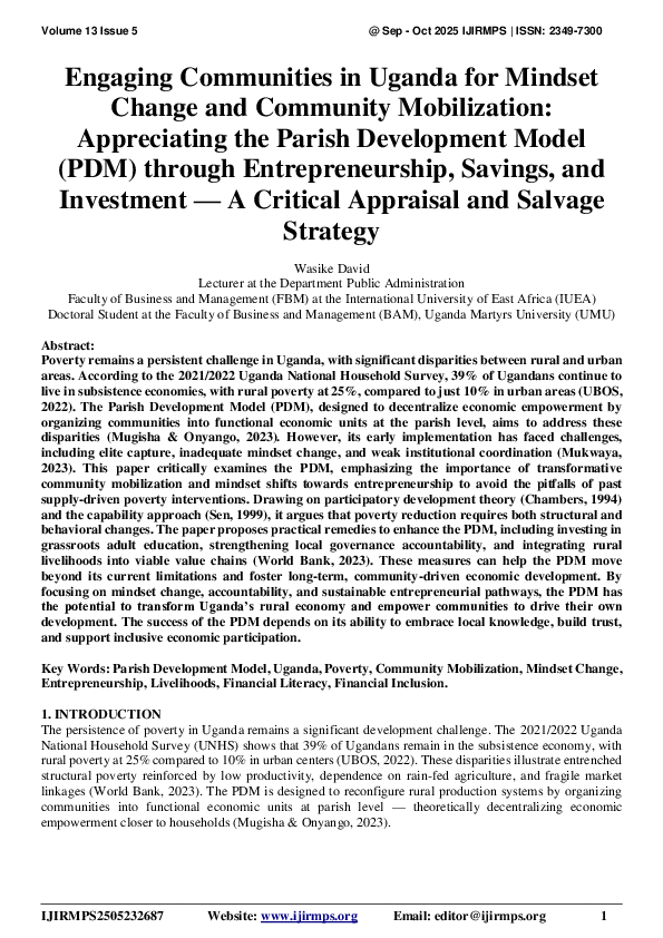 (PDF) Engaging Communities in Uganda for Mindset Change and Community ...