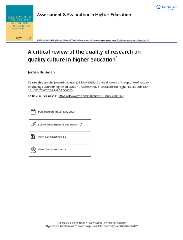 (PDF) A critical review of the quality of research on quality culture ...