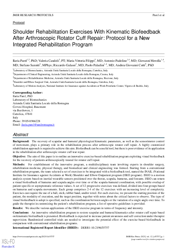(PDF) Shoulder Rehabilitation Exercises With Kinematic Biofeedback ...