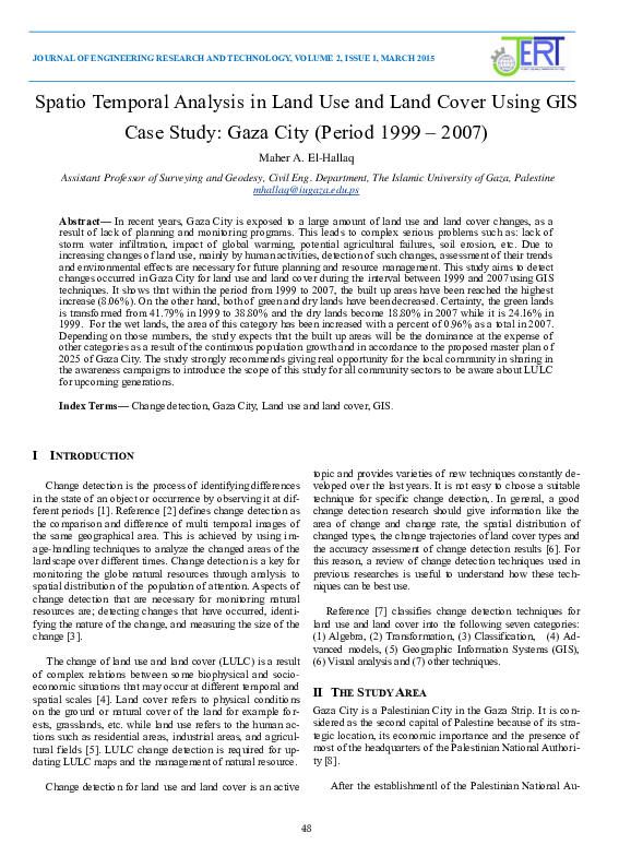 (PDF) Spatio Temporal Analysis in Land Use and Land Cover Using GIS ...