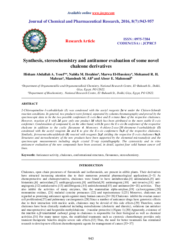 (PDF) Synthesis , stereochemistry and antitumor evaluation of some ...