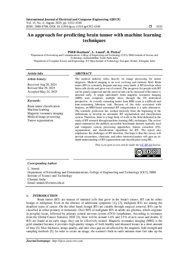 (PDF) An approach for predicting brain tumor with machine learning ...