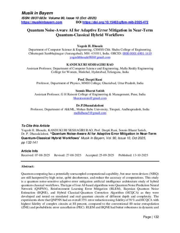 (PDF) Quantum Noise-Aware AI for Adaptive Error Mitigation in Near-Term ...