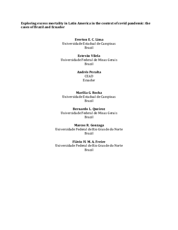 (PDF) Exploring excess of deaths in the context of covid pandemic in ...