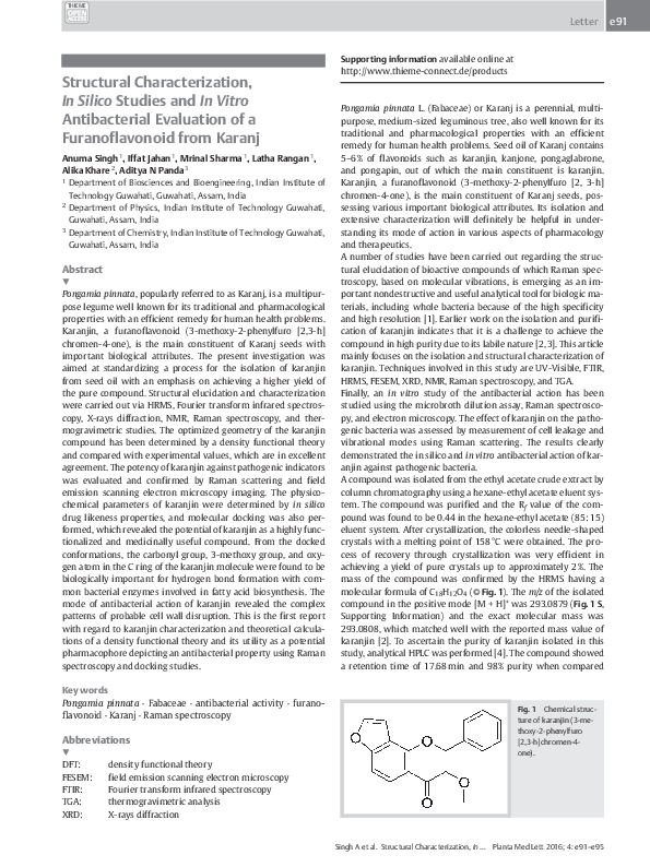 (PDF) Structural Characterization, In Silico Studies and In Vitro ...