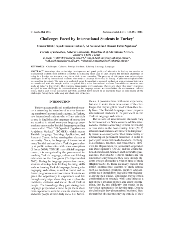 (PDF) Challenges Faced by International Students in Turkey