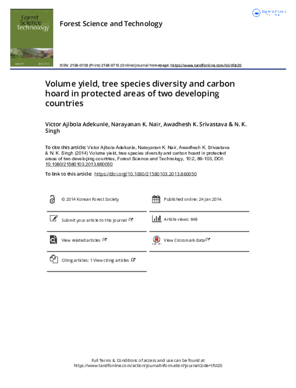 (PDF) Volume yield, tree species diversity and carbon hoard in ...