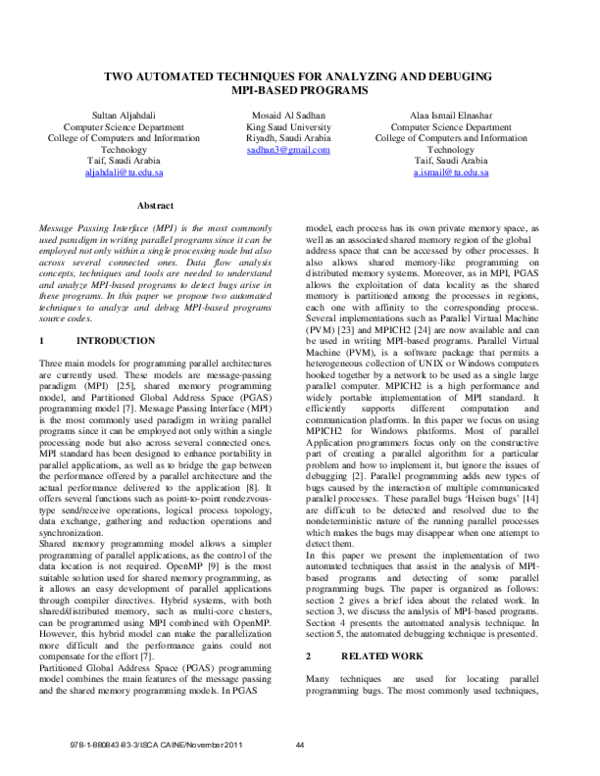 (PDF) Two automated techniques for analyzing and debugging Mpi-based ...