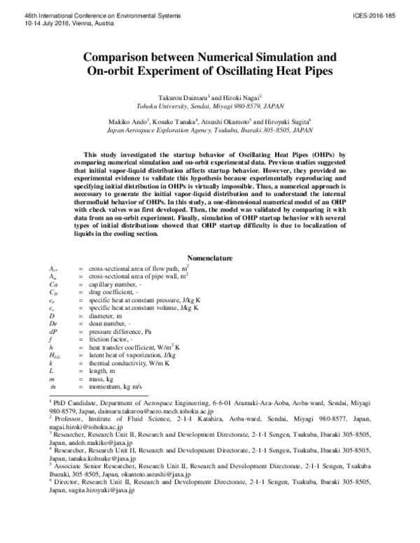 (PDF) Comparison between numerical simulation and on-orbit experiment ...