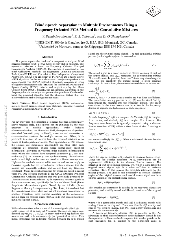 (PDF) Blind speech separation in multiple environments using a ...