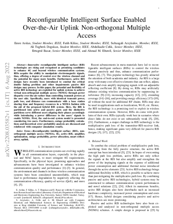(PDF) Reconfigurable Intelligent Surface Enabled Over-the-Air Uplink ...