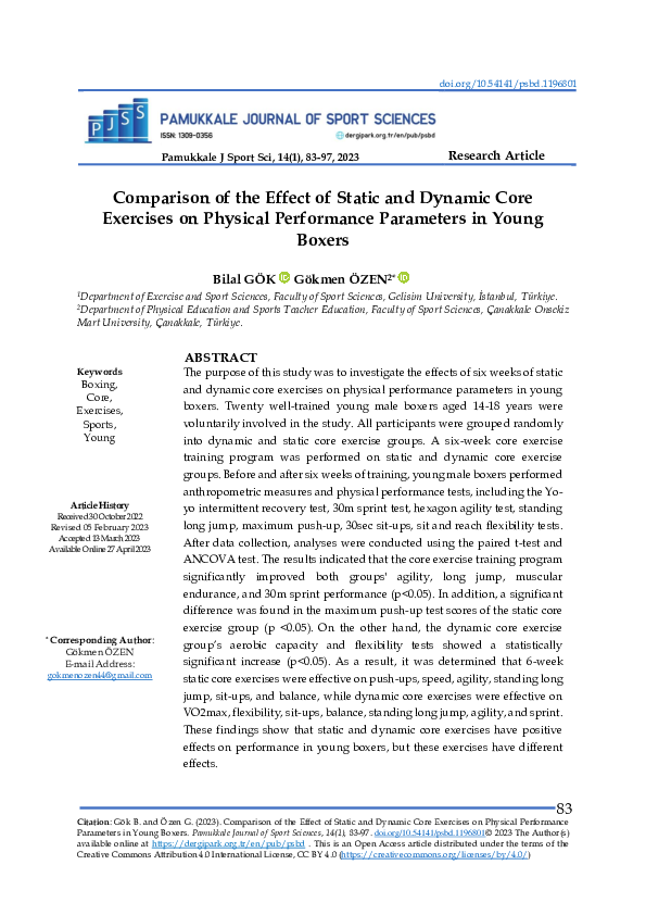 (PDF) Comparison of the Effect of Static and Dynamic Core Exercises on ...