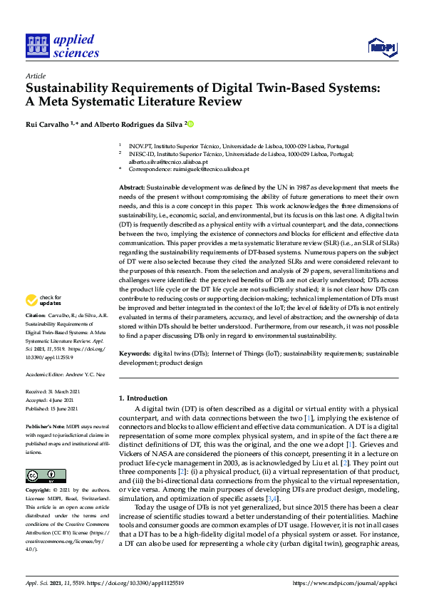 (PDF) Sustainability Requirements of Digital Twin-Based Systems: A Meta ...