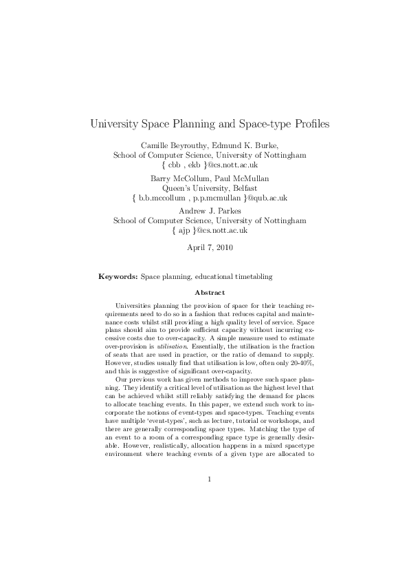 (PDF) University space planning and space-type profiles