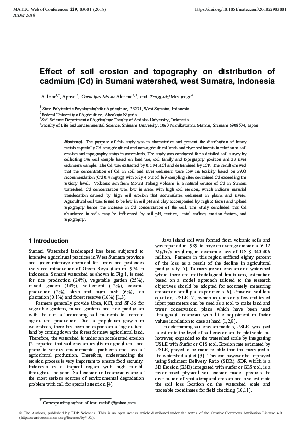 (PDF) Effect of soil erosion and topography on distribution of cadmium ...