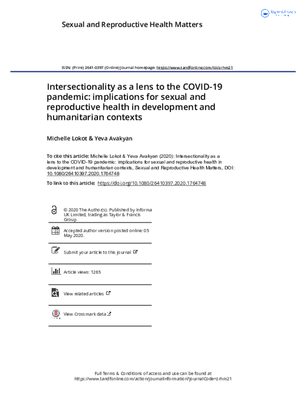 (PDF) Intersectionality as a lens to the COVID-19 pandemic ...