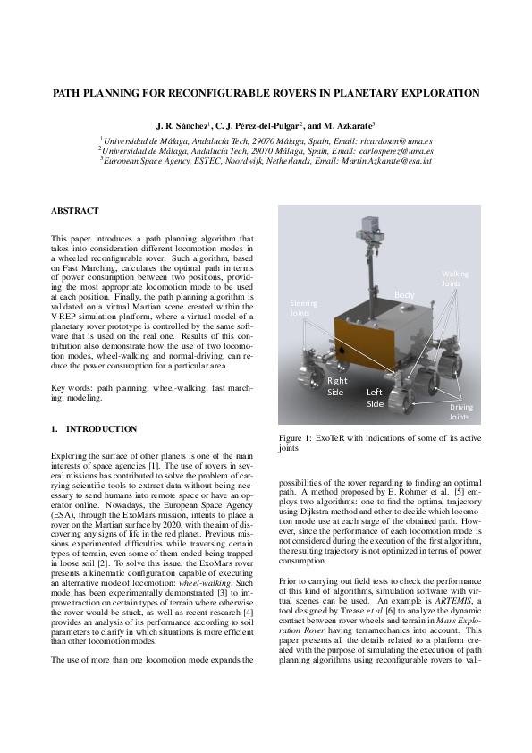 (PDF) Path planning for reconfigurable rovers in planetary exploration